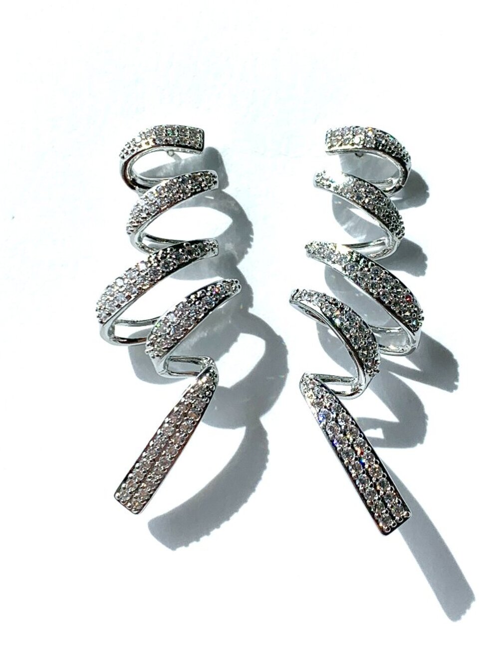 NEW~ Anthropologie Pave Crystal Encrusted Curly Ribbon Earrings